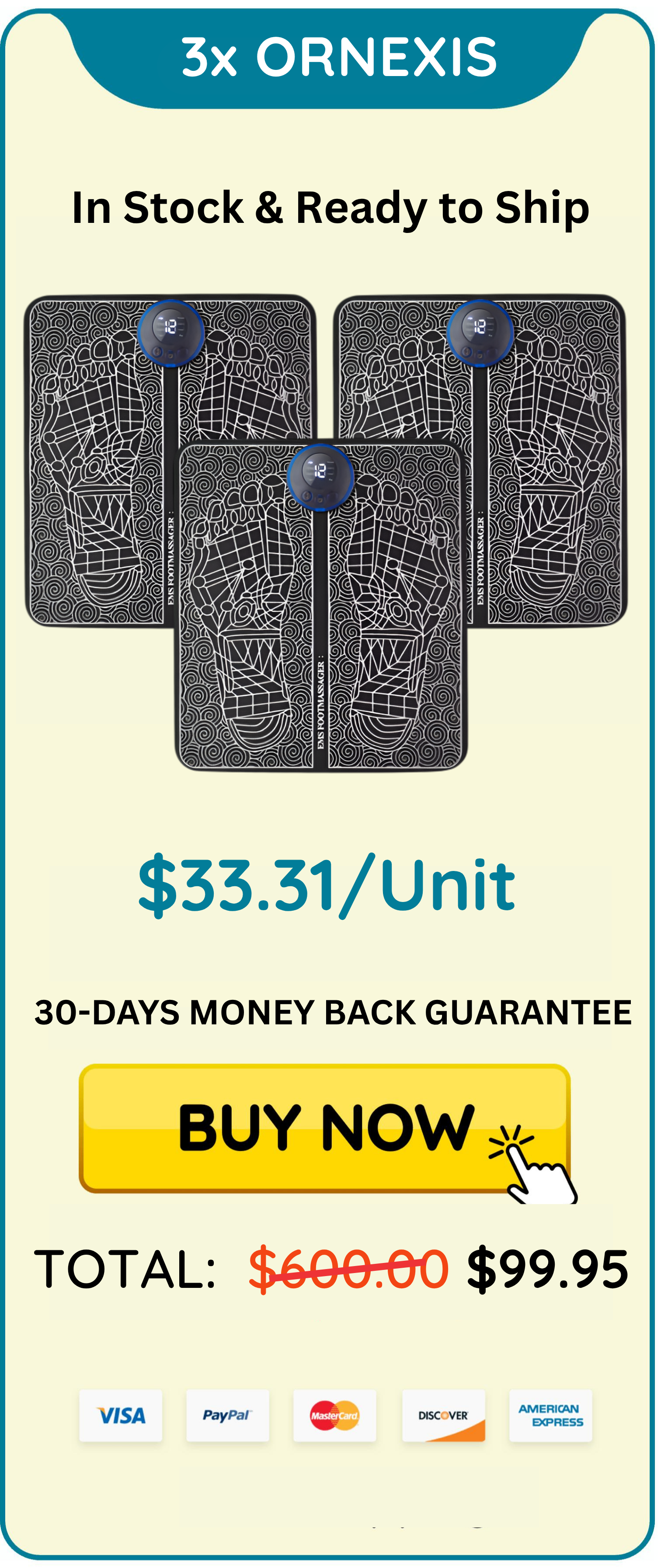 3x ornexis ems foot massager package